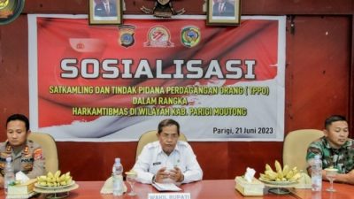 Wabup Badrun Nggai Buka Sosialisasi Satkamling dan TPPO Wilayah Kabupaten Parigi Moutong