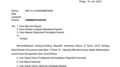 Surat Edaran Tentang Upacara Korpri Ditiadakan