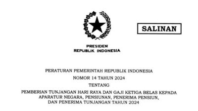 Peraturan Pemerintah PP No 14 Tahun 2024: Penyelenggaraan Tunjangan Hari Raya dan Gaji ke-13 Bagi Aparatur Negara