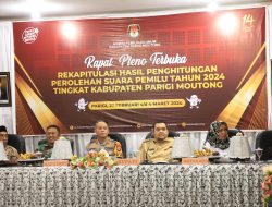 KPU Gelar Rekapitulasi Hasil Perhitungan Suara Pemilu 2024 Tingkat Kabupaten Parigi Moutong