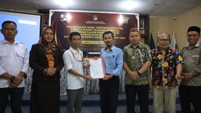 KPU Parigi Moutong Umumkan Hasil Verfak Pertama Dukungan Bakal Calon Perseorangan Pilkada 2024