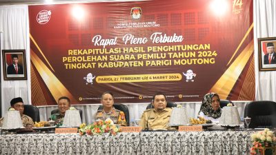 KPU Gelar Rekapitulasi Hasil Perhitungan Suara Pemilu 2024 Tingkat Kabupaten Parigi Moutong